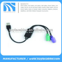 Hochwertiges schwarzes USB zu PS / 2 Tastatur / Mauskabel